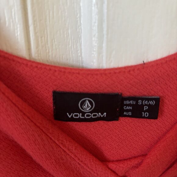 Volcom Le Fresh Mini Swing Dress Womens Orange Y2K Scoop Neck Size Small Party - Picture 6 of 13